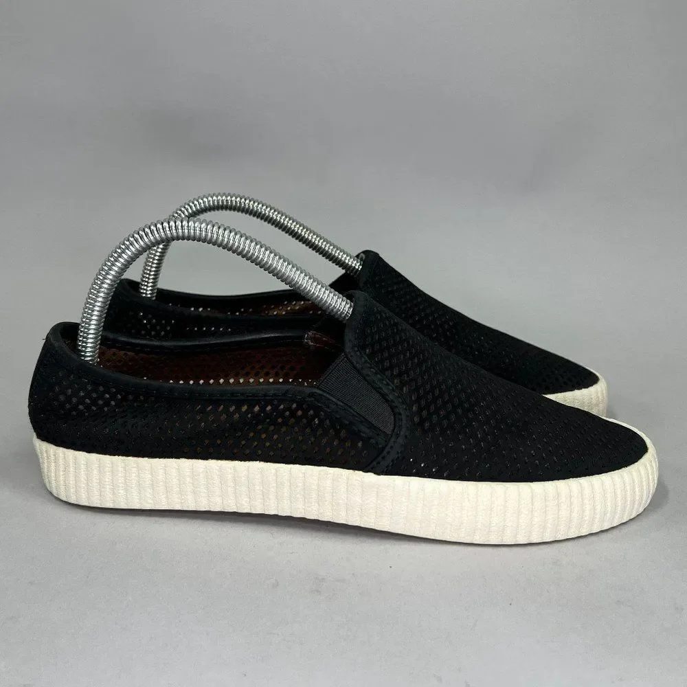 Frye Women's Size 7.5 Camille Black Perforated‎ Leather Slip On Shoes